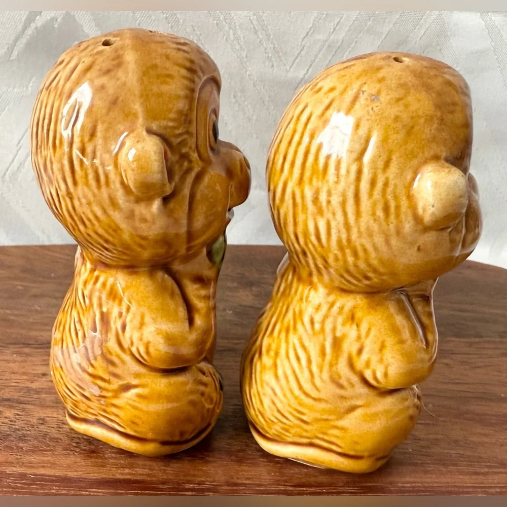 VTG Charming Monkey Salt and Pepper Shakers Made in Japan Porcelain S&P